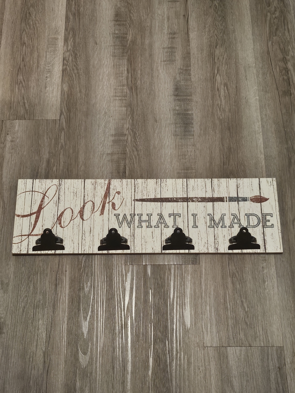 Look What I Made Wooden Wall Clip Board - White and Brown